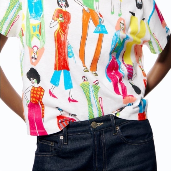 Zara Multicolor Graphic Women’s Tee 100% Cotton T-Shirt - Picture 4 of 7